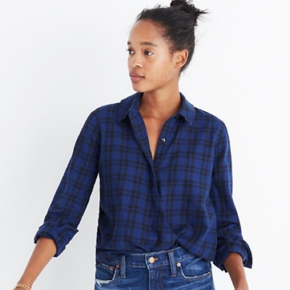 Madewell Crossover Plaid Top